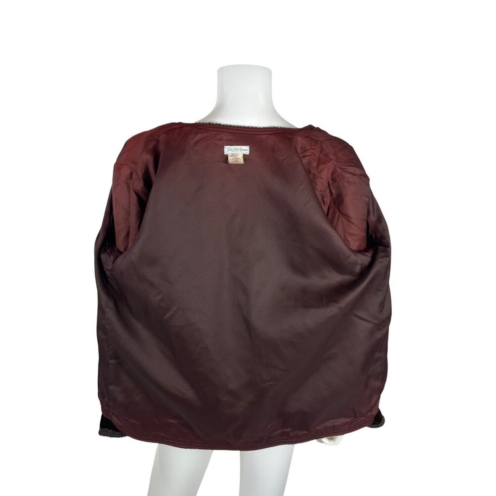 Vintage 70s Velvet Blazer Womens Large Brown Braided Trim Button Down Suit Jacke - Picture 11 of 12